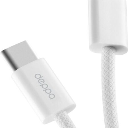 Кабель Deppa Original, USB-C - USB-C, 60 Вт, 1 м, нейлон белый