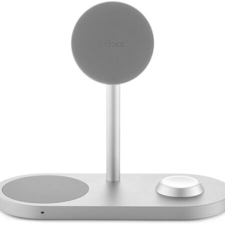 Беспроводное зарядное устройство uBear Stage Pro Magnetic 3в1, 30 Вт серебристый