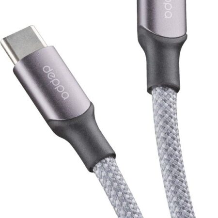 Кабель Deppa Magneto, USB-C - USB-C, 100 Вт, 1.5м, магнитный, нейлон серый