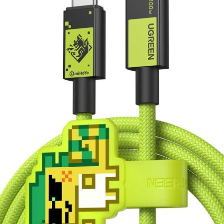 Кабель UGREEN x Genshin Impact USB-C - USB-C, 100Вт, 1 м зеленый